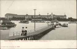 Ferry docks & Royal Poincienna Hotel West Palm Beach, FL Postcard Postcard