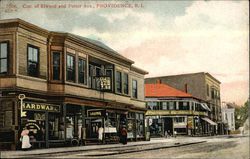 Corner of Elwood and Potter Avenue - Hardware Store Postcard