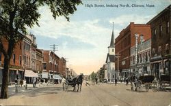 High Street, Looking North Clinton, MA Postcard Postcard Postcard
