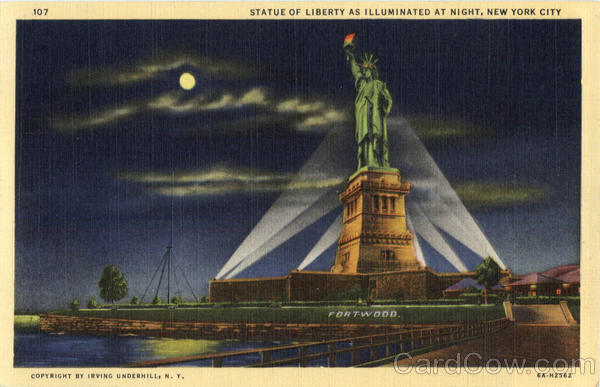 Statue of Liberty As Illuminated At Night New York City