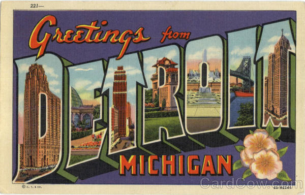Greetings from Detroit Large Letter Michigan