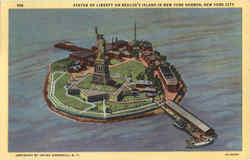Statue of Liberty On Bedloe's Island, New York Harbor New York City, NY Postcard Postcard