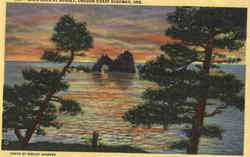 Mack Rock At Sunset Oregon Coat Highway, OR Postcard Postcard