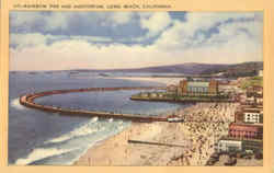 Rainbow Pier and Auditorium Long Beach, CA Postcard Postcard