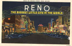 Reno Night Street Scene Nevada Postcard Postcard