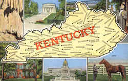 Kentucky Map Scenic, KY Postcard Postcard