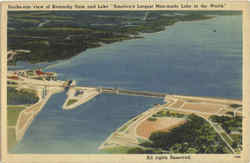 Ducks-eye view of Kentucky Dam and LakeKY Postcard