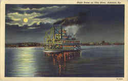 Night Scene on Ohio River Postcard