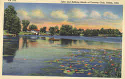Lake and Bathing Beach at Country Club Postcard