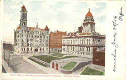 City Hall Bee Building & Court House Postcard