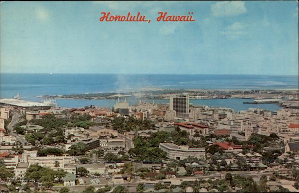 Panoramic view of Honolulu's business district Hawaii