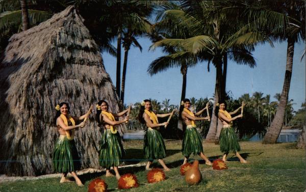 Hawaiian girls dancing hula