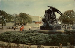 Statue and Fountain at Texas State Fair Grounds Postcard