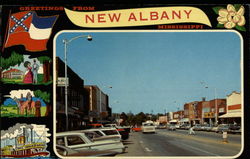 Downtown business section New Albany, MS Postcard Postcard
