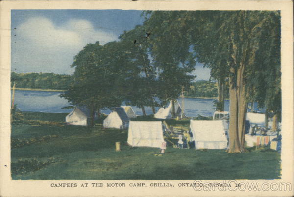 Campers at the Motor Camp Orillia ON Canada Ontario