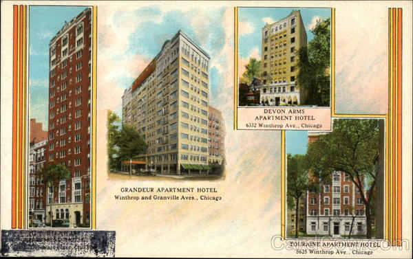 Grandeur Apartment Hotel, Devon Arms Apartment Hotel, Touraine Apartment Hotel Chicago Illinois