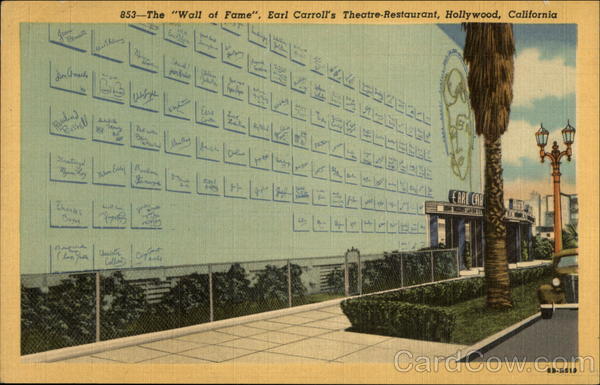 The Wall of Fame, Earl Carroll's Theatre-Restaurant Hollywood California