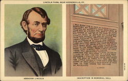 Lincoln Farm, Abraham Lincoln, Inscription in Memorial Hall Hodgenville, KY Presidents Postcard Postcard