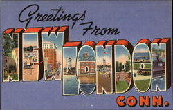 Greetings from New London Conn Connecticut Postcard Postcard