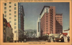 Hollywood Blvd. and Vine St Postcard