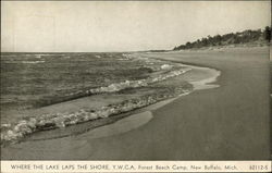 Where the lake laps the shore, Y.W.C.A. Forest Beach Camp Postcard