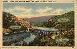 Where Two Rivers and Three States Meet Harpers Ferry, WV Postcard Postcard