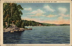 View of Big Tupper Showing Paradise Point and Recreation Area of Vet. Mt. Camp Postcard