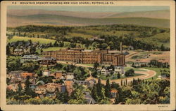 Mountain Scenery Showing New High School Pottsville, PA Postcard Postcard