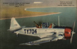 Student gunner firing at tow target Postcard