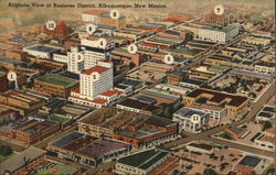 Airplane View of Business District Postcard