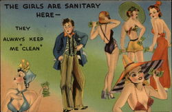The Girls are Sanitary Here - They always keep me "Clean" Postcard