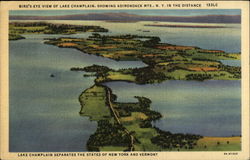 Bird's eye view of Lake Champlain Postcard