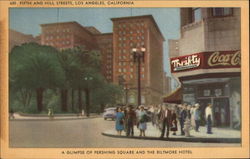 Glimpse of Pershing Square and the Biltmore Hotel Postcard