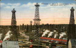 Producing Oil Wells on Famous Signal Hill Postcard