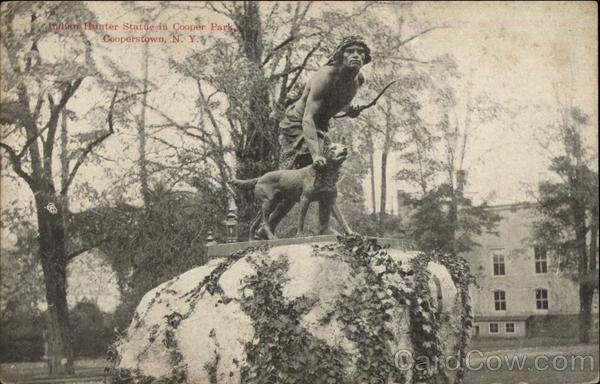 Indian Hunter Statue in Cooper Park Cooperstown New York