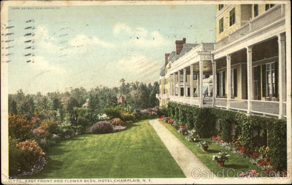 East front and flower beds, Hotel Champlain New York