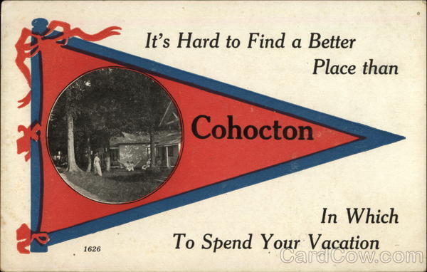 Penant with People in Front of Houses Cohocton New York