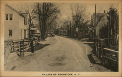 View Down Village Road Woodstock, NY Postcard 