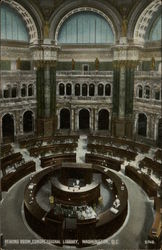 Reading Room, Congressional Library Postcard