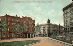 Cor. Lewis and Chenango Sts Postcard