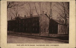 East and Shouth Halls, Valparaiso University Postcard