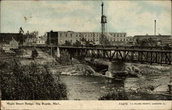 Maple Street Bridge Big Rapids, MI Postcard Postcard