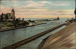 Portage Lake, Mich. U.S. Ship Canal Postcard
