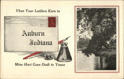 Greeting Card: Tree leaning over the water Auburn, IN Postcard Postcard