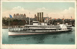 STR "New York" - Off For a River Trip Postcard