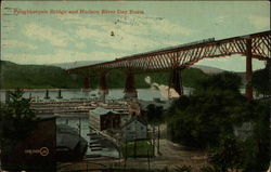 Poughkeepsie Bridge and Hudson River Day Boats Postcard