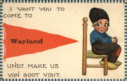 Dutch Boy Sitting in Chair Wayland, NY Postcard Postcard