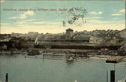 Waterfront, showing Great Northern Depot Postcard