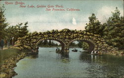 Rustic Bridge, Slow Lake, GOlden Gate Park San Francisco, CA Postcard Postcard