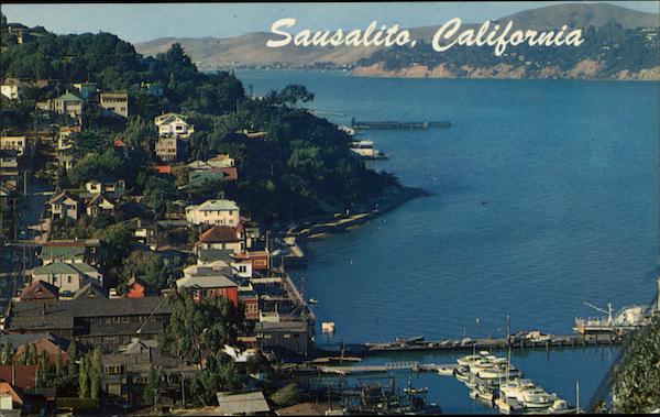 View of Sausalito from the summit of the hills California